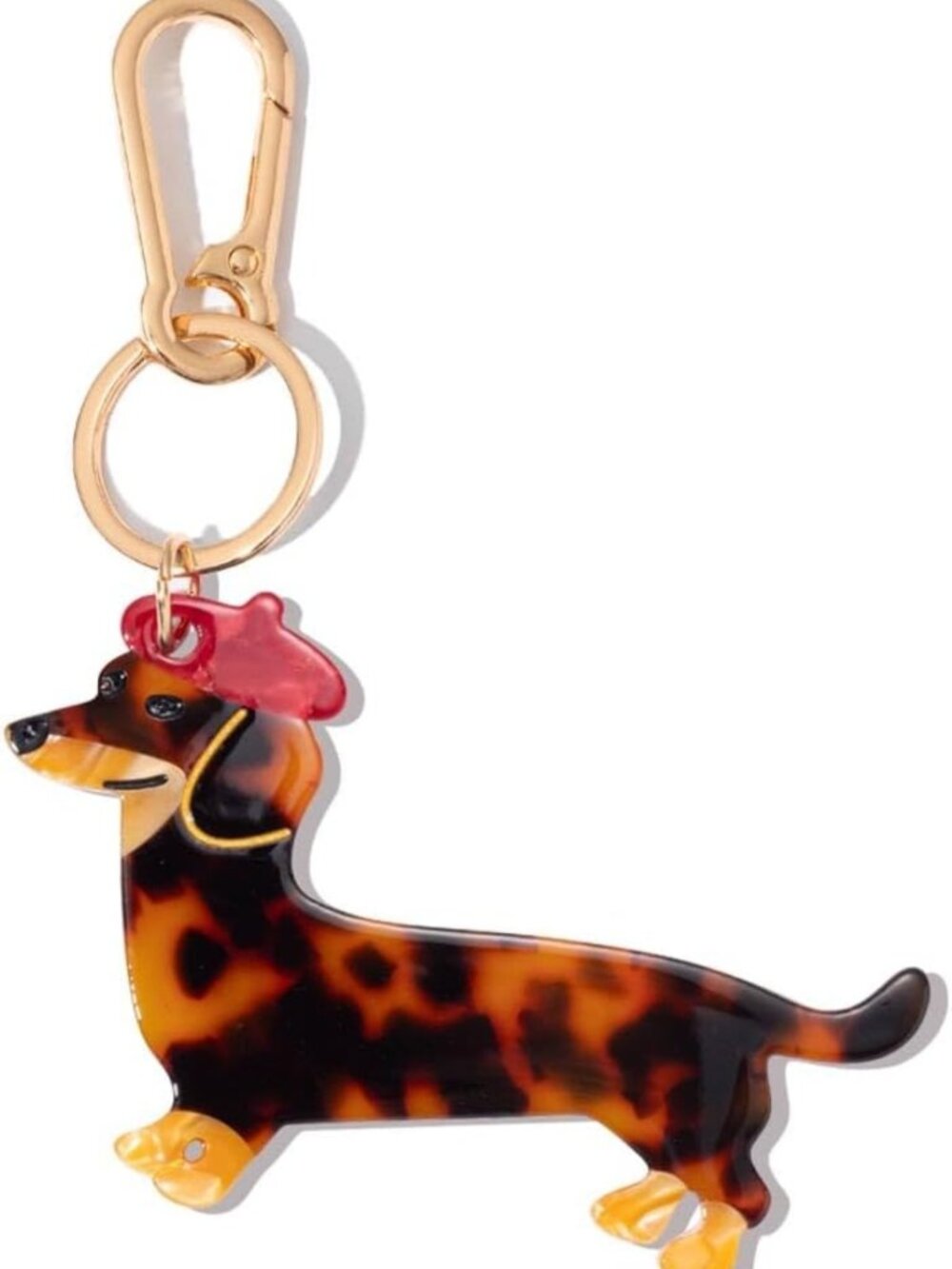 Adorable Dog-Shaped Keychain Charm & Bag Clasp - Acetate Clip with Gold Accents